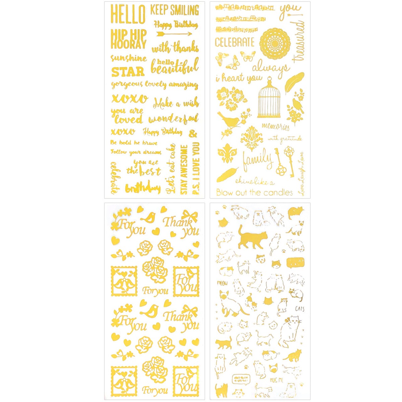 Wrapables Decorative Transparent Clear Film Stickers, Resin Stickers for DIY Crafts, Stationery, Diary (4 Sheets), Inspirational Quotes